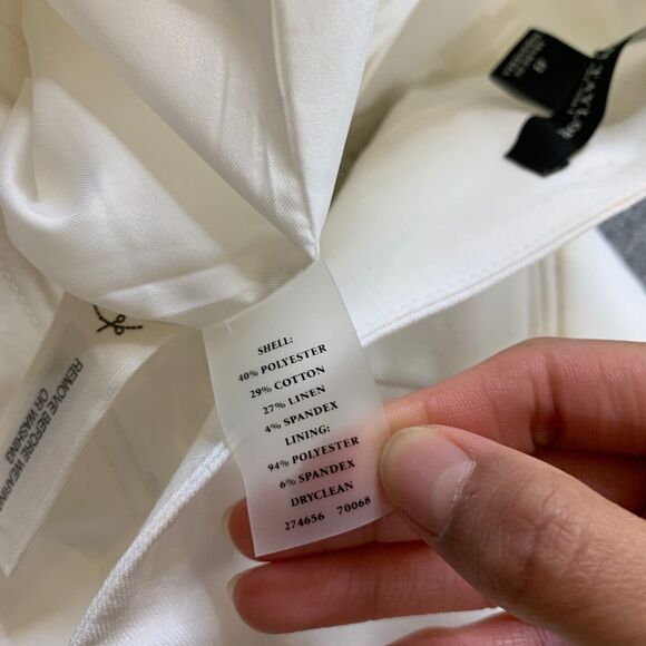 Ann Taylor Skirt Womens 8 White Stretch Linen Blend Pockets Inner Lined Mini - Picture 8 of 11